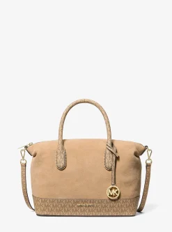 Sac Hyde de taille moyenne en daim et à logo Signature