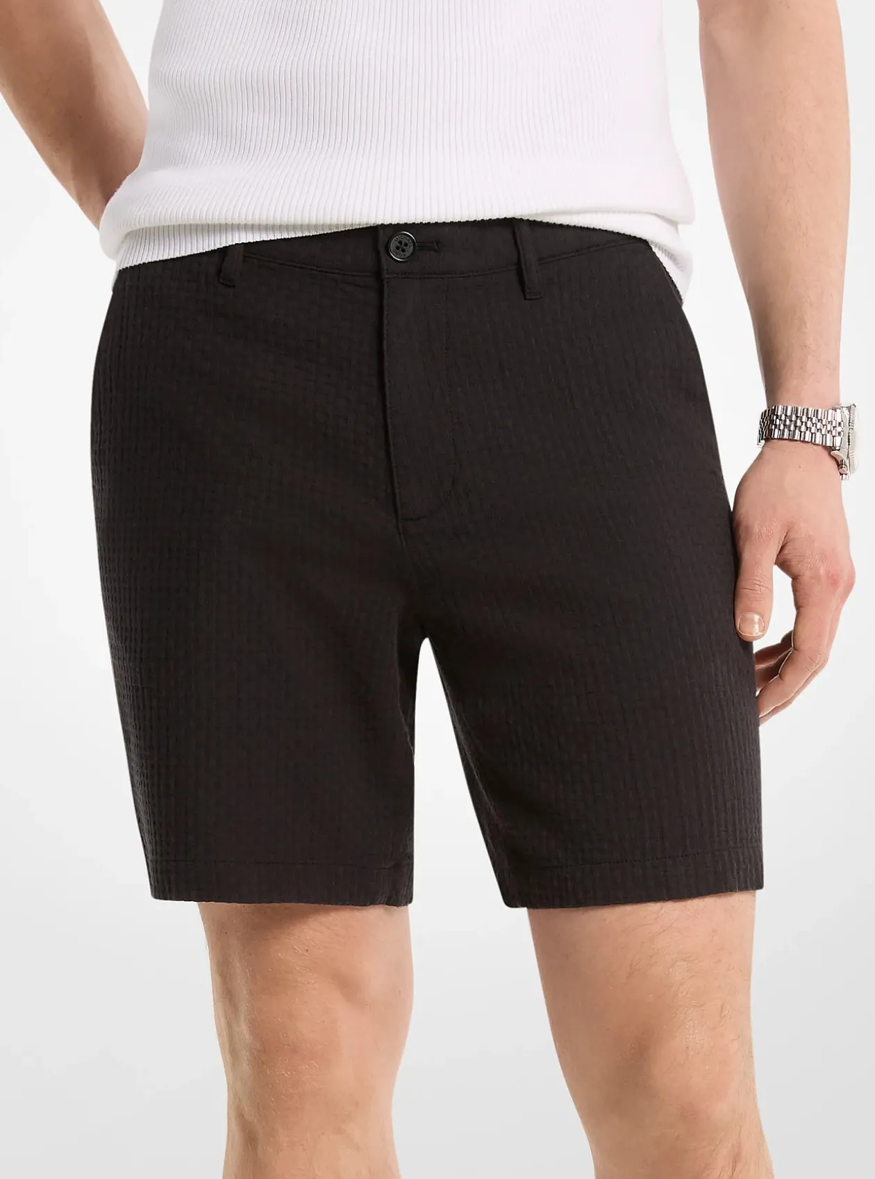 Short en coton gaufré