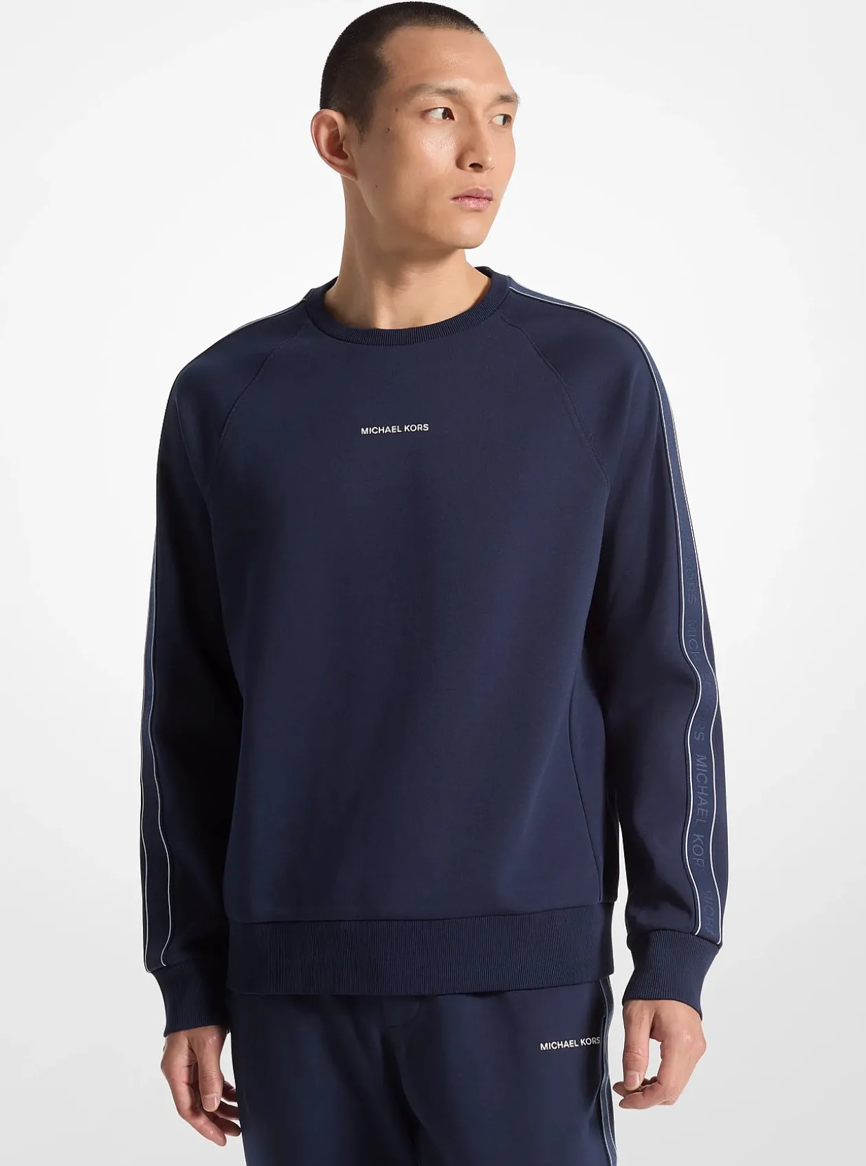 Sweat-shirt en mélange de coton avec bande à logos