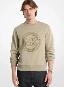 Sweat-shirt ras-du-cou en coton mélangé à breloque logo
