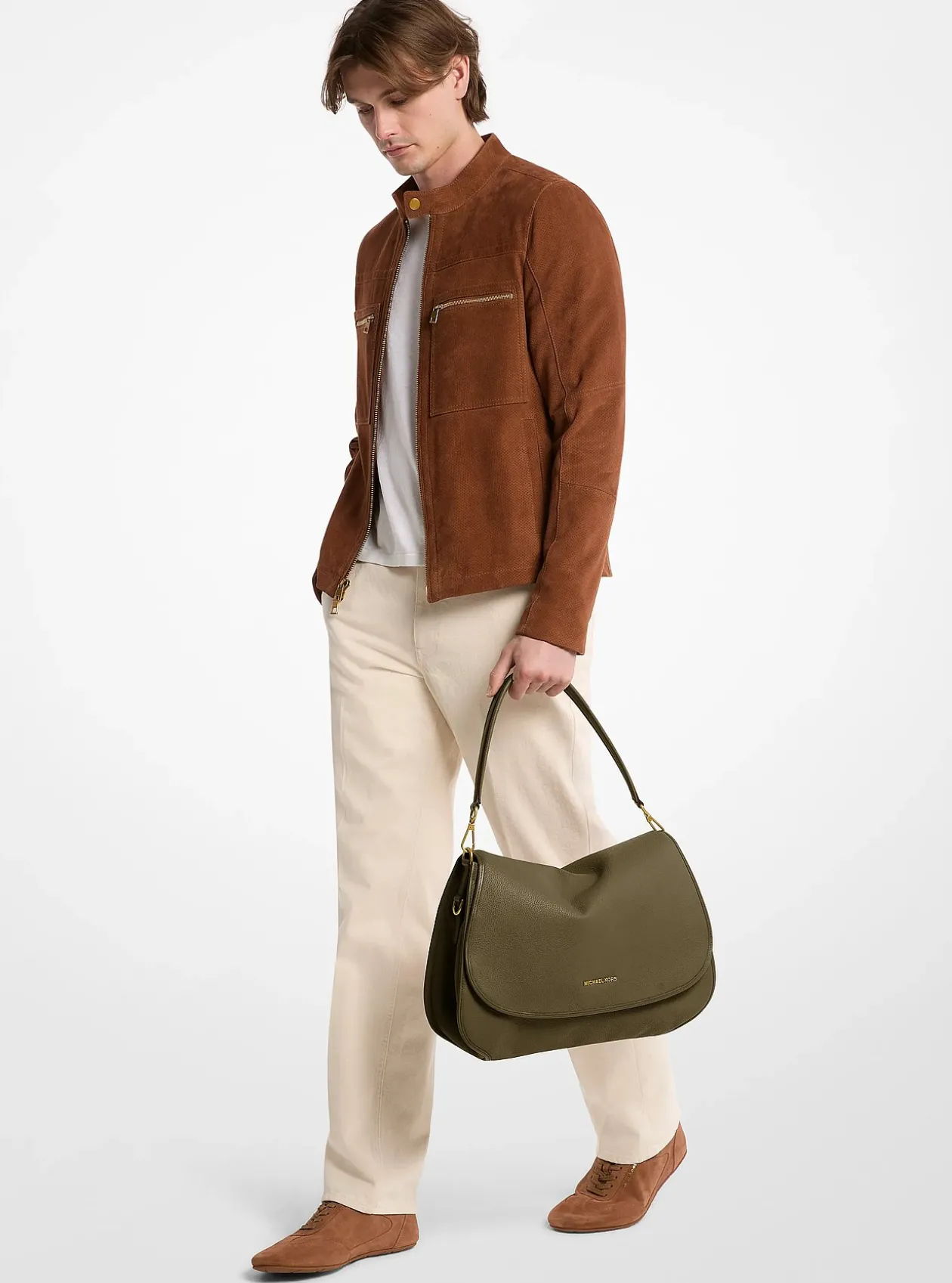 Très grande besace convertible Holmes en cuir grainé