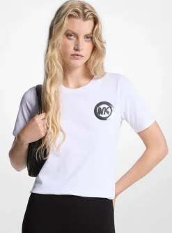 T-shirt en jersey de coton avec imprimé breloque logo