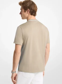 T-shirt en jersey de coton avec bordure à logo