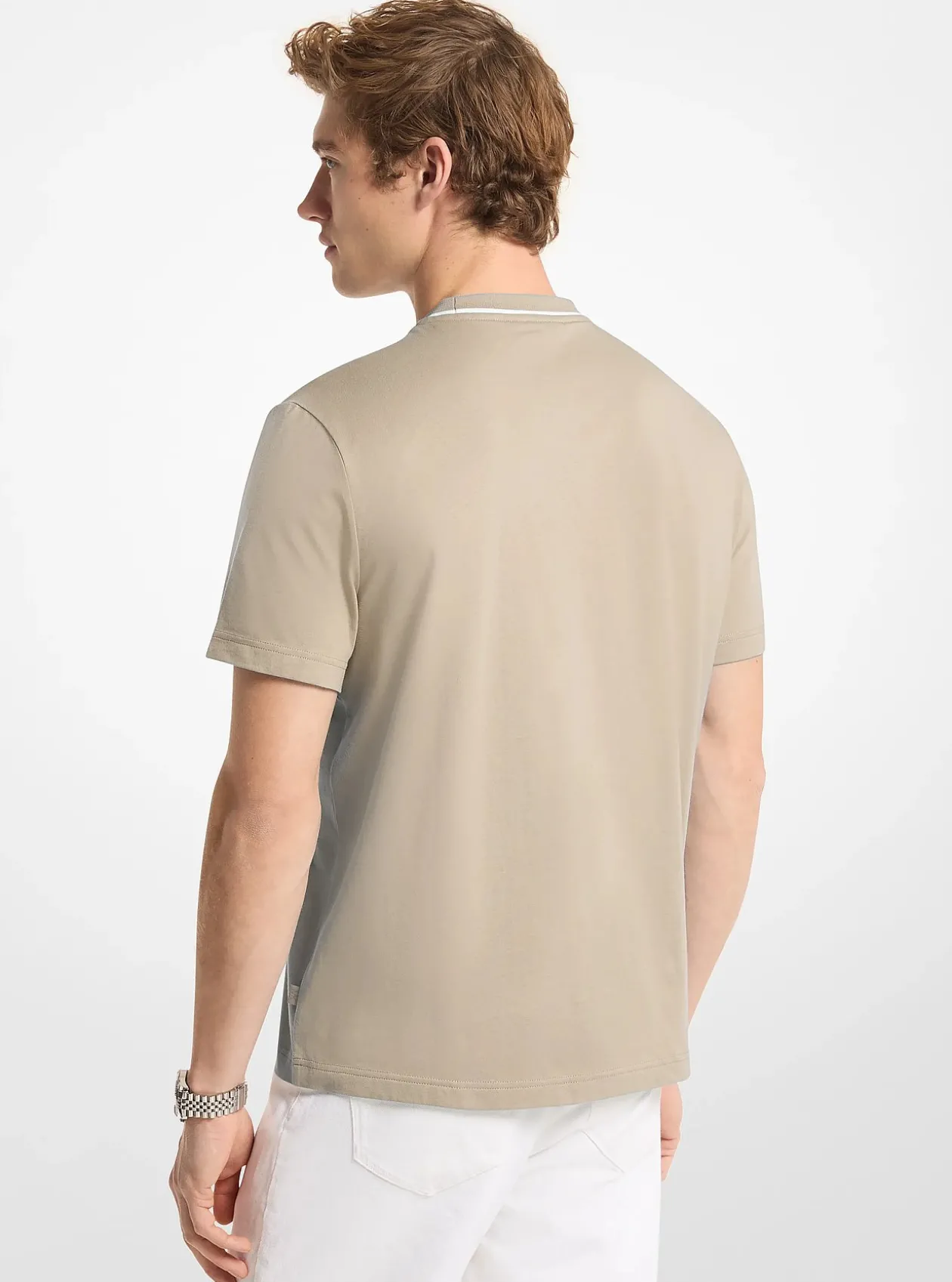 T-shirt en jersey de coton avec bordure à logo
