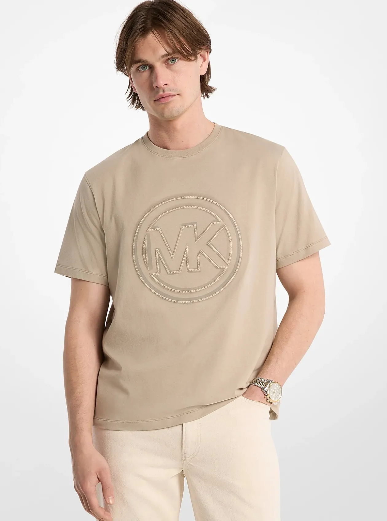 T-shirt en jersey de coton avec imprimé breloque logo