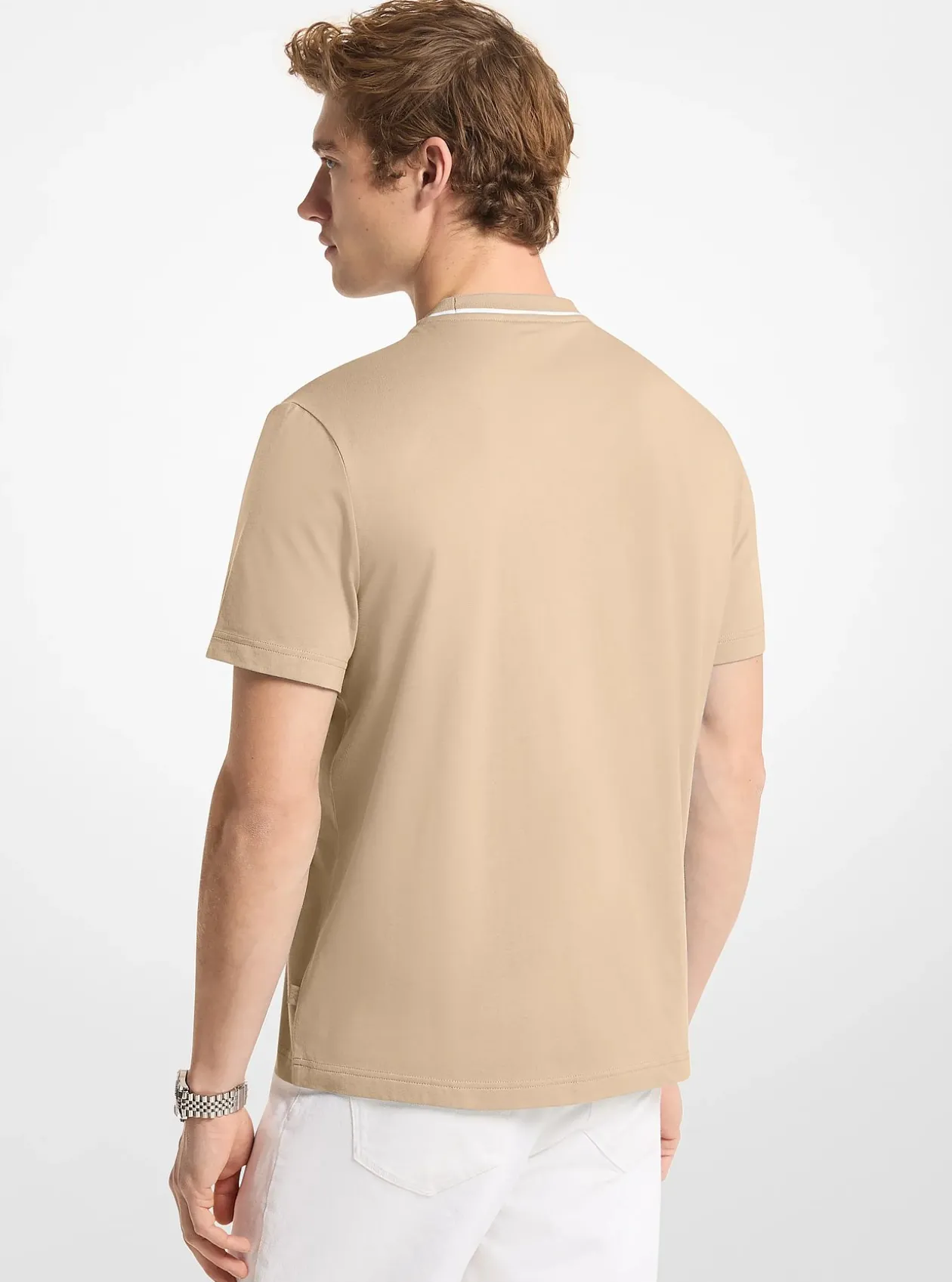 T-shirt en jersey de coton avec bordure à logo