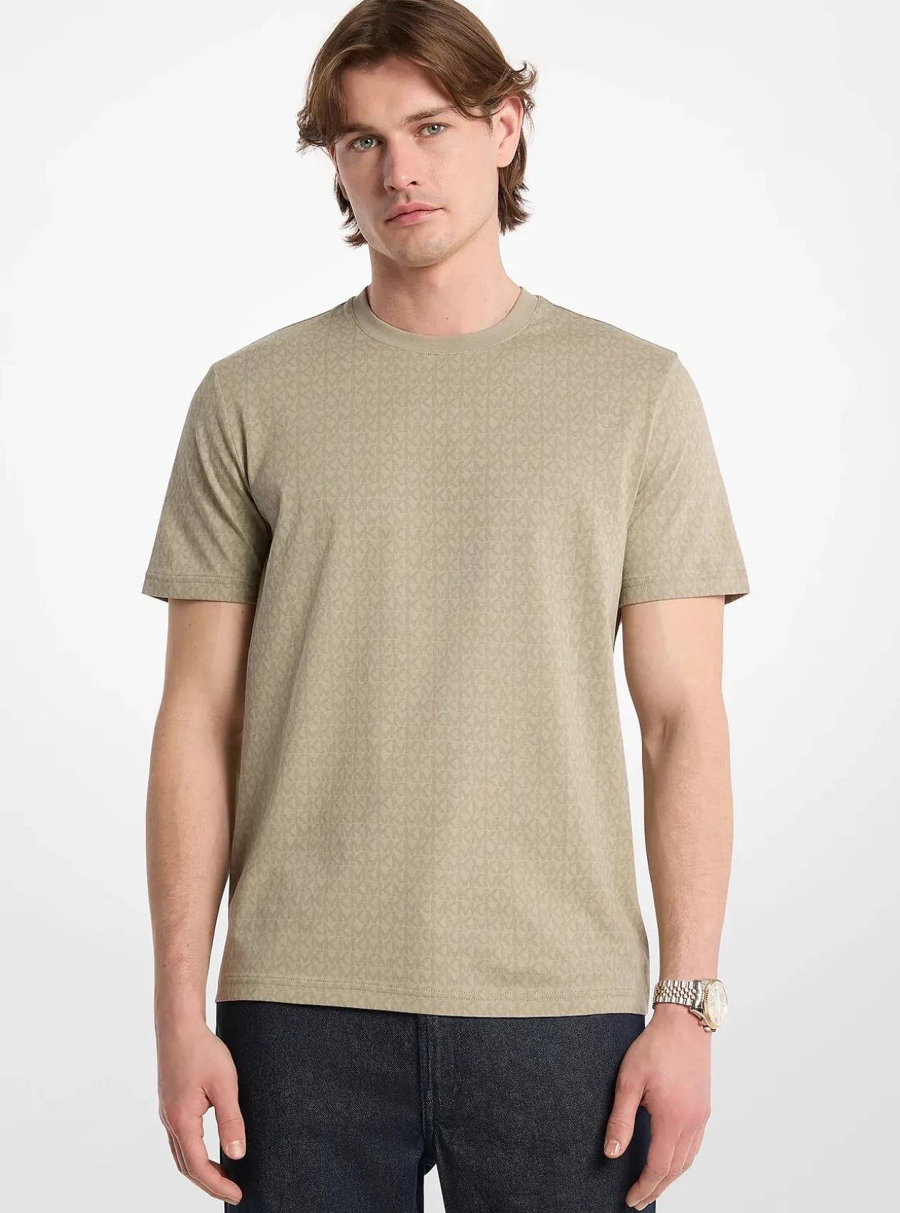 T-shirt en jersey de coton à imprimé logo Signature