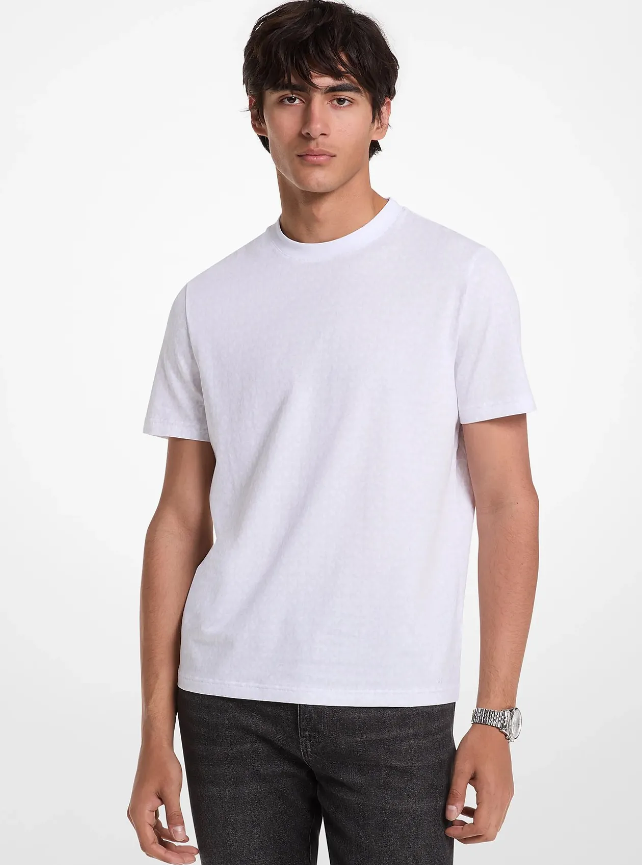 T-shirt en jersey de coton à imprimé logo Signature