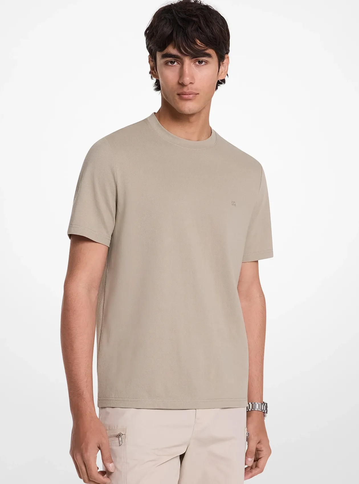 T-shirt en piqué de coton mélangé